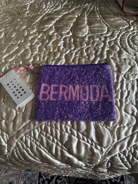 Bermuda Beaded Purple Coin Pouch